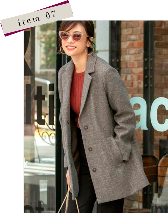 ヘリンボーンハーフ丈テーラードコート