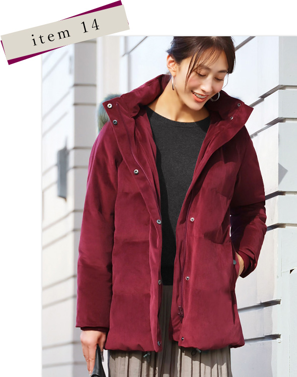 ベルベット生地ミドル丈ダウンコート