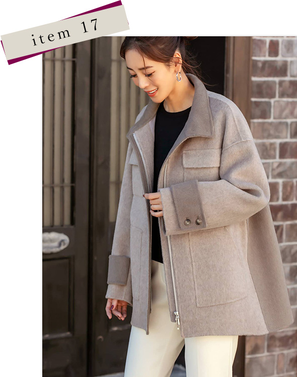 【LUXE】リバー仕立て配色ハーフコート