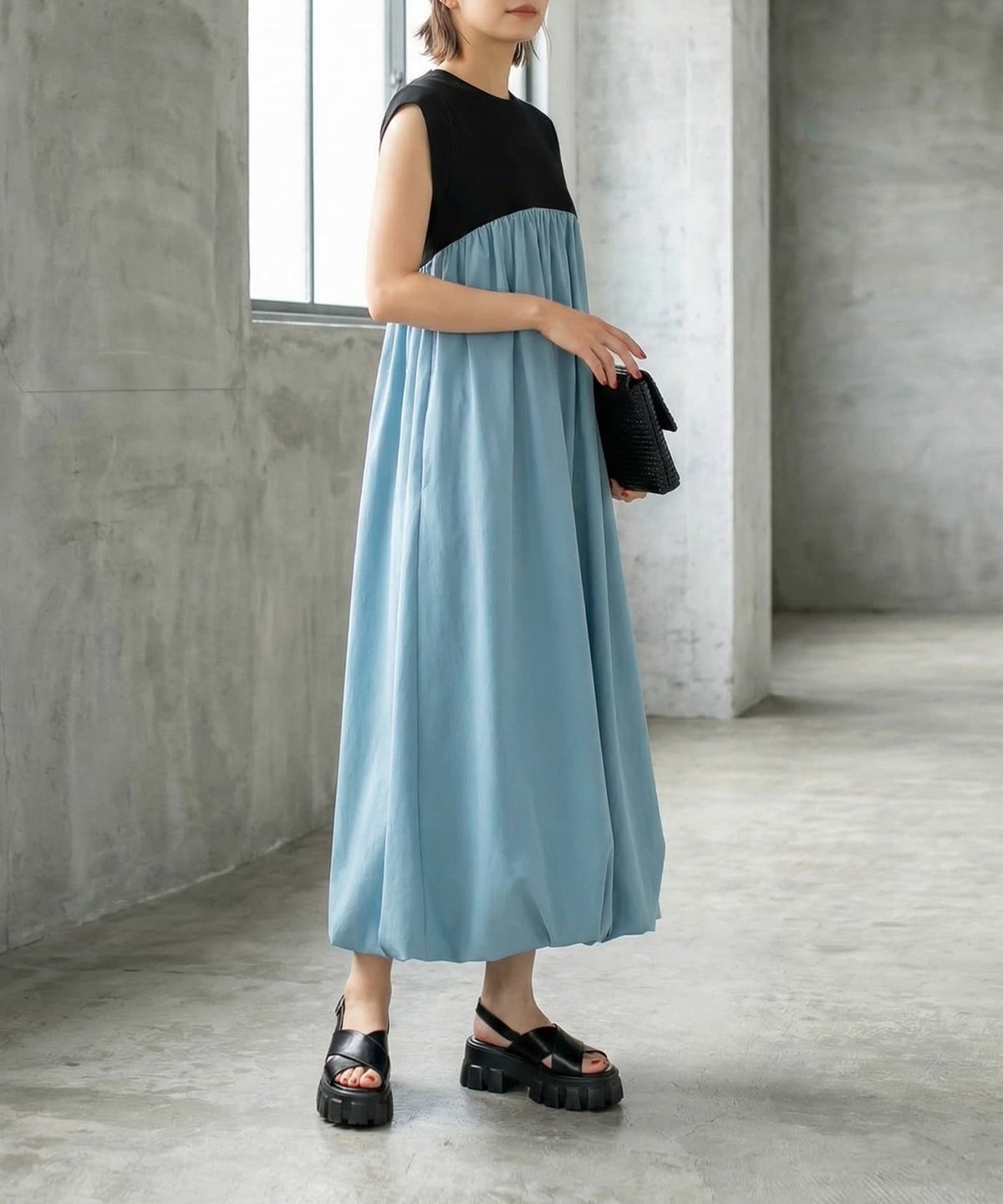 着用イメージ 163cm ブルーミックス