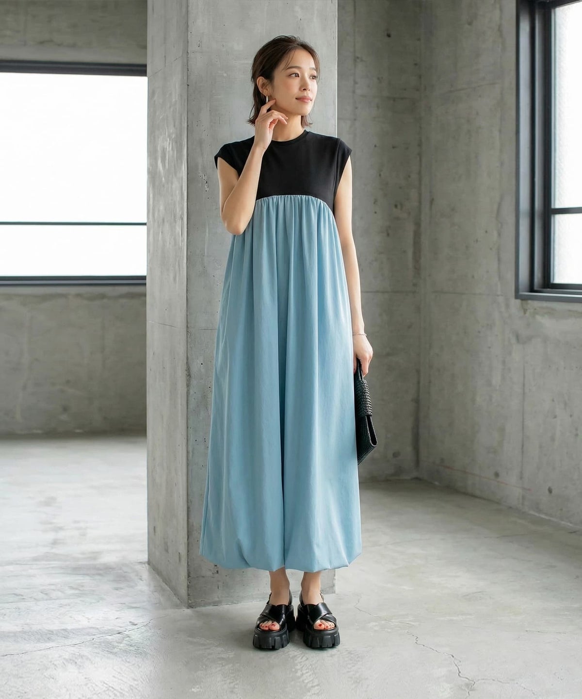 着用イメージ 163cm ブルーミックス