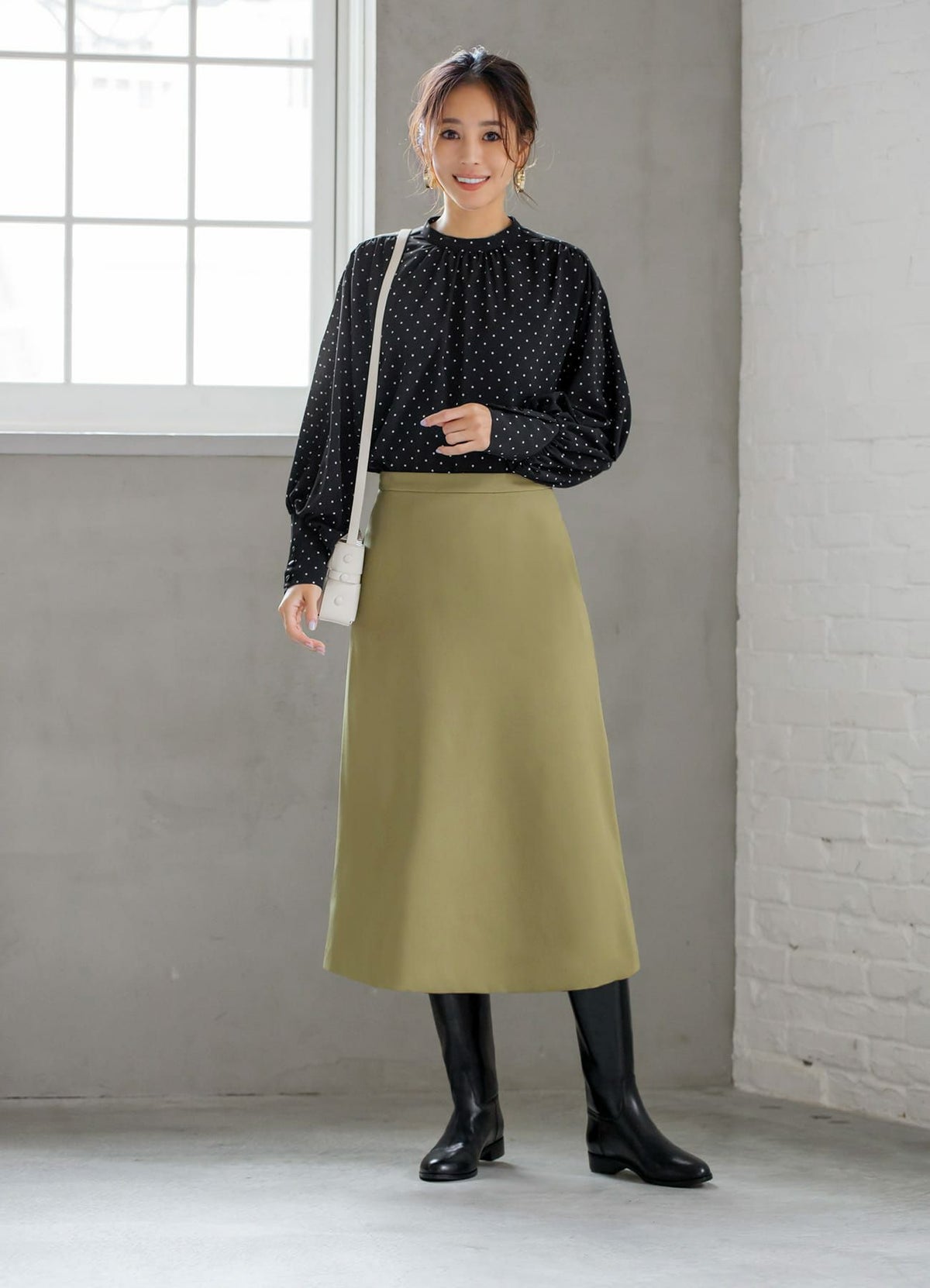 着用イメージ 166cm オリーブベージュ 着用サイズ：S