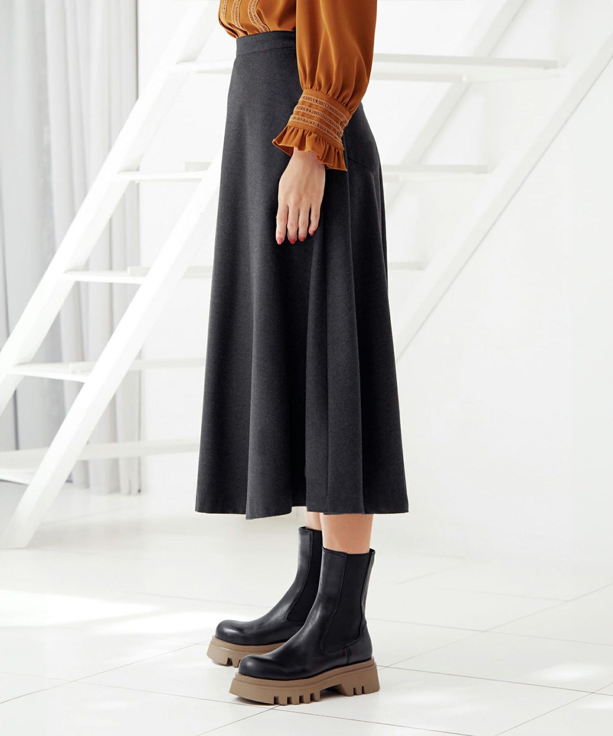 着用イメージ 166cm チャコールグレー　着用サイズ:S