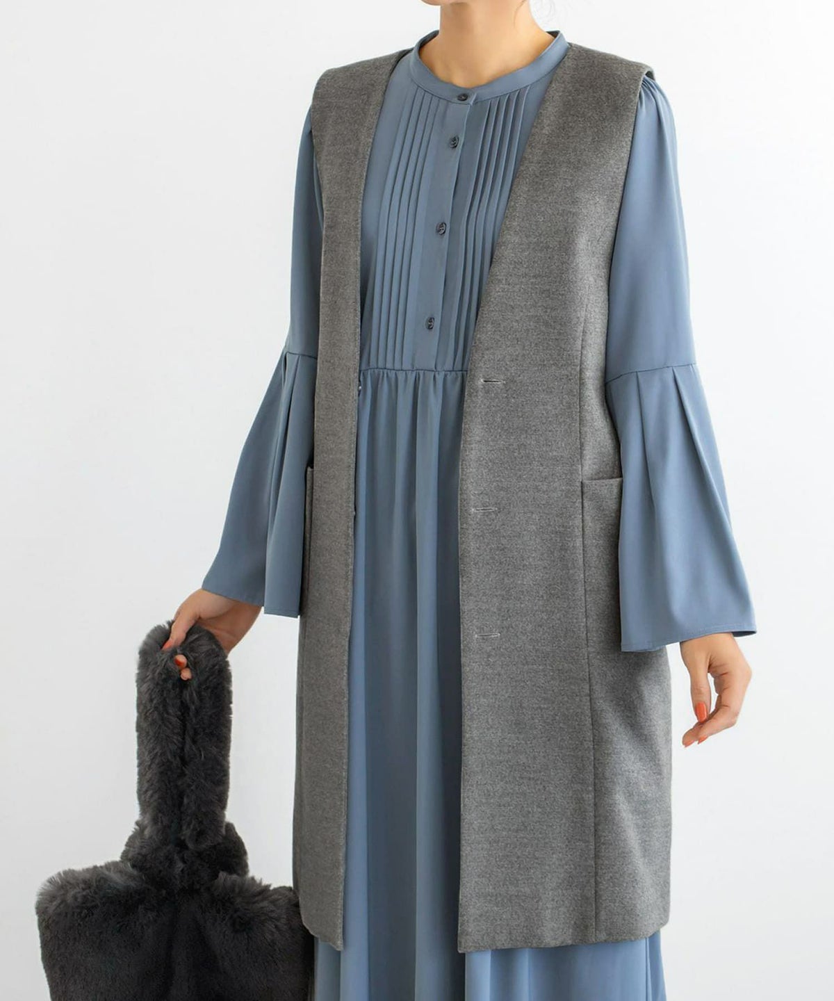 着用イメージ 166cm スモーキーブルー 02サイズ
