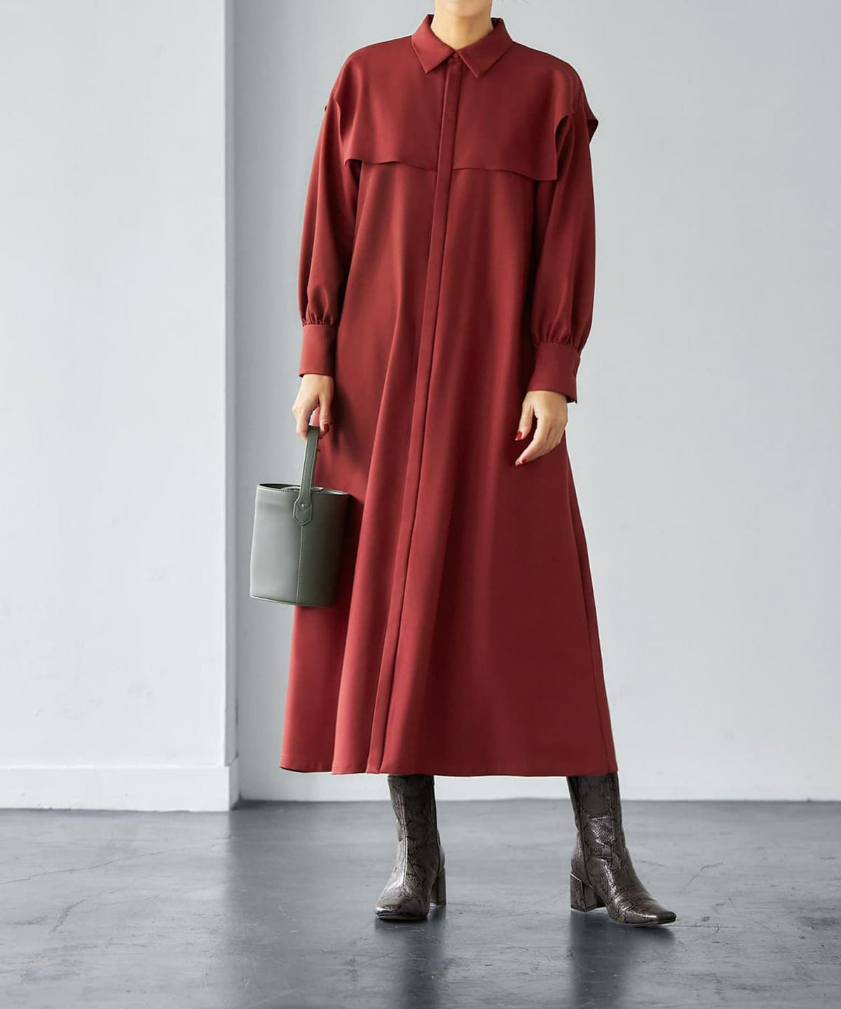 着用イメージ 166cm バーガンディ 02サイズ