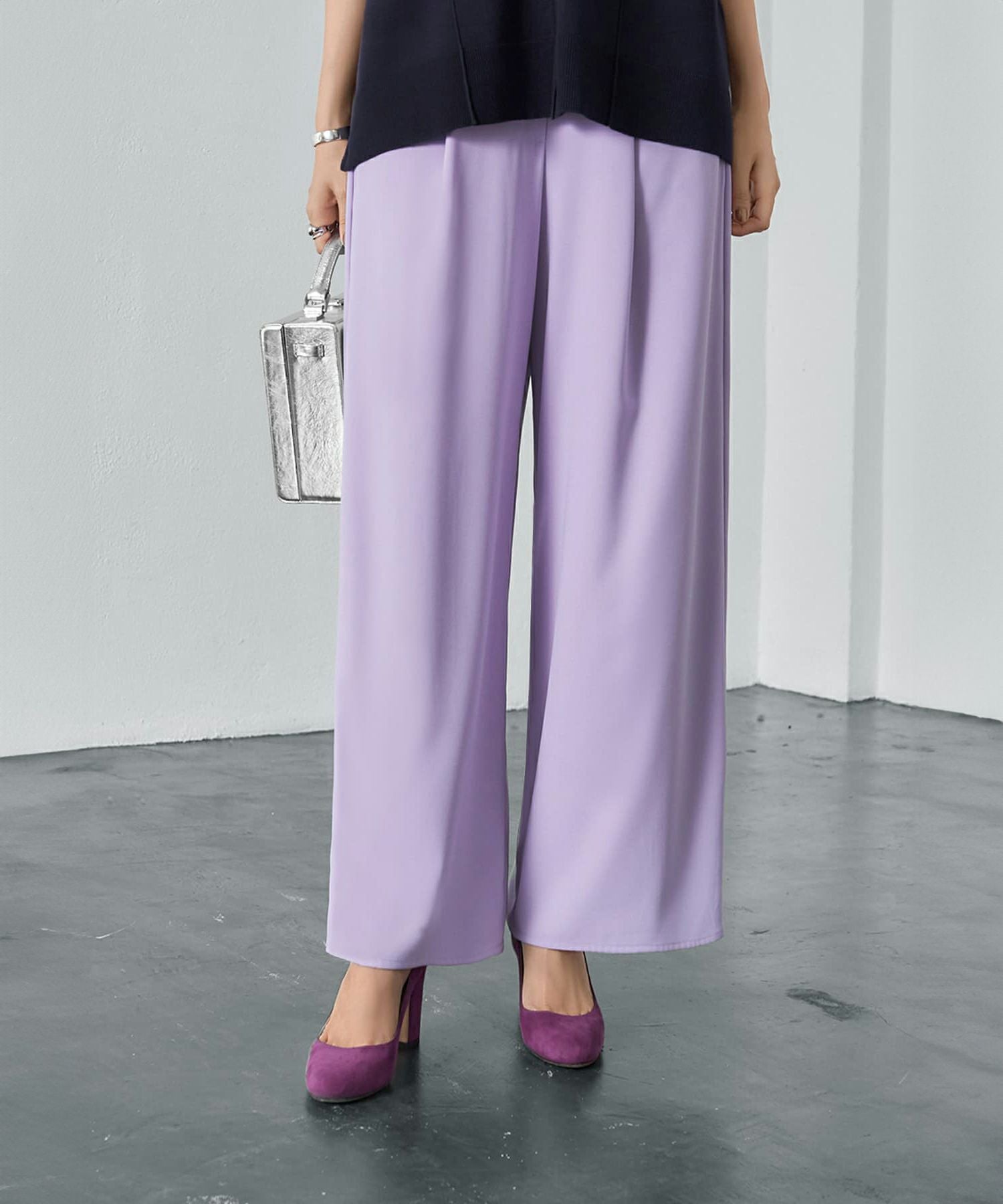 OUTLET】カラージョーゼットワイドパンツ | おしゃれな大人レディース