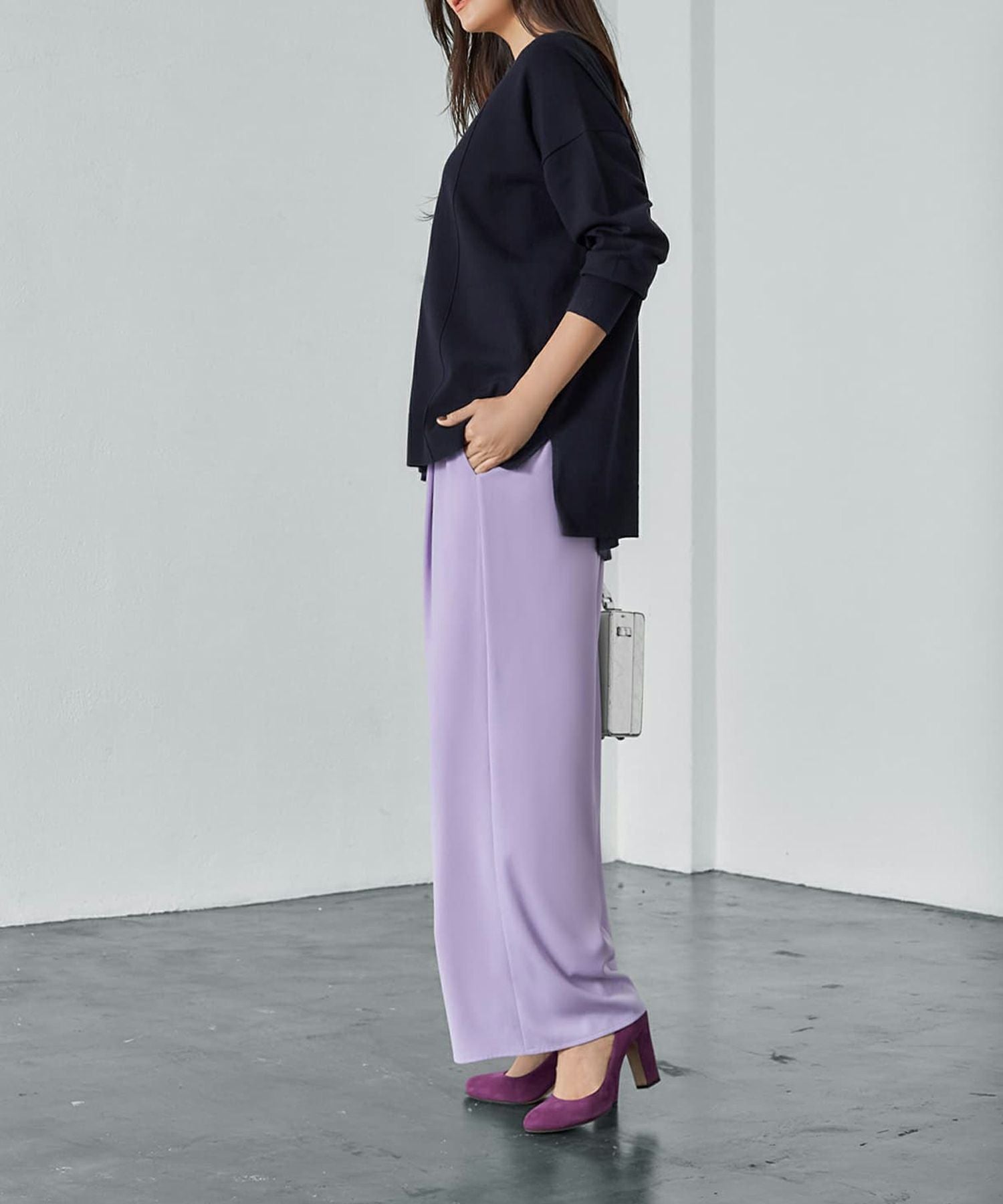 OUTLET】カラージョーゼットワイドパンツ | おしゃれな大人レディース