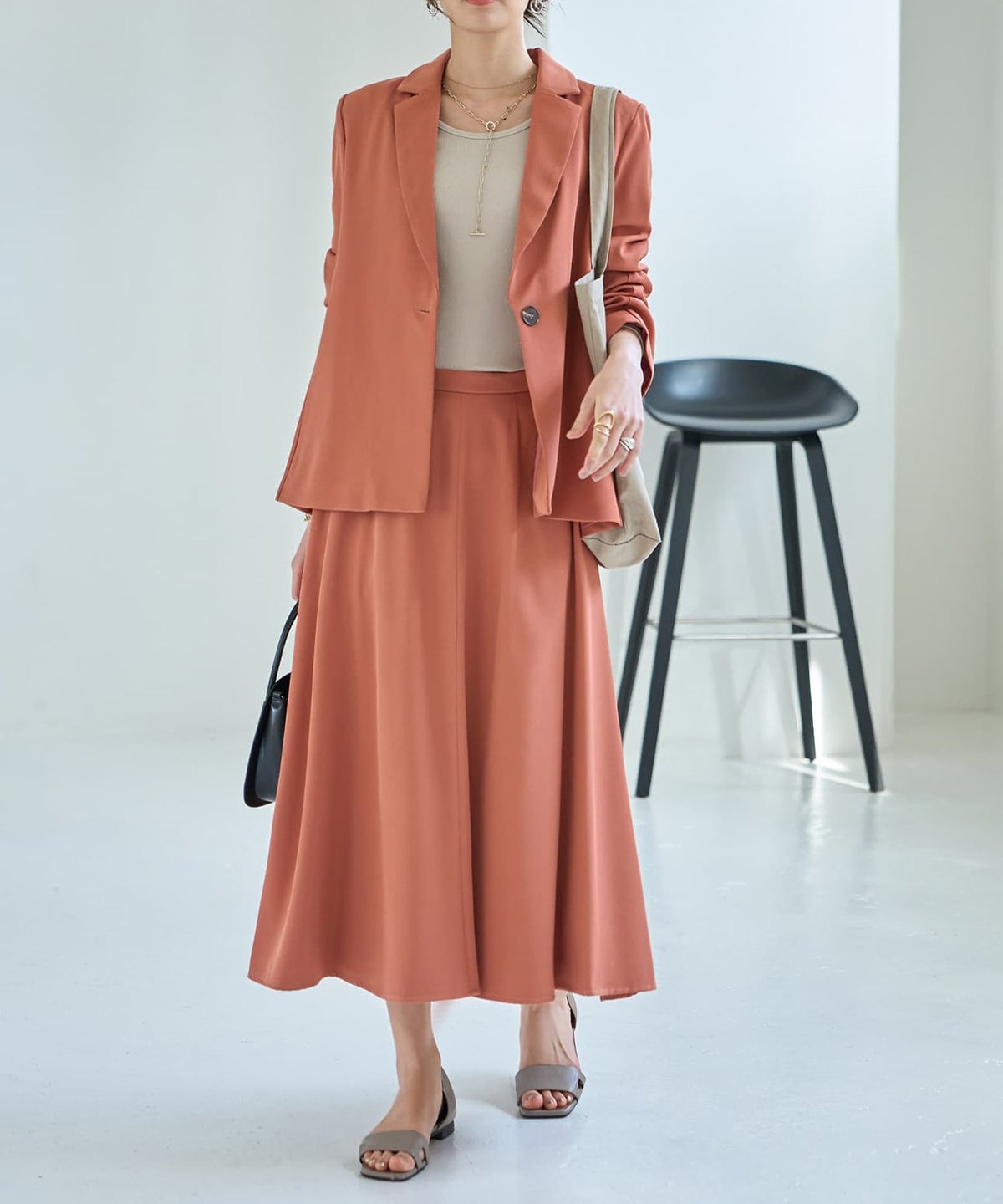 着用イメージ 167cm ダークピーチ