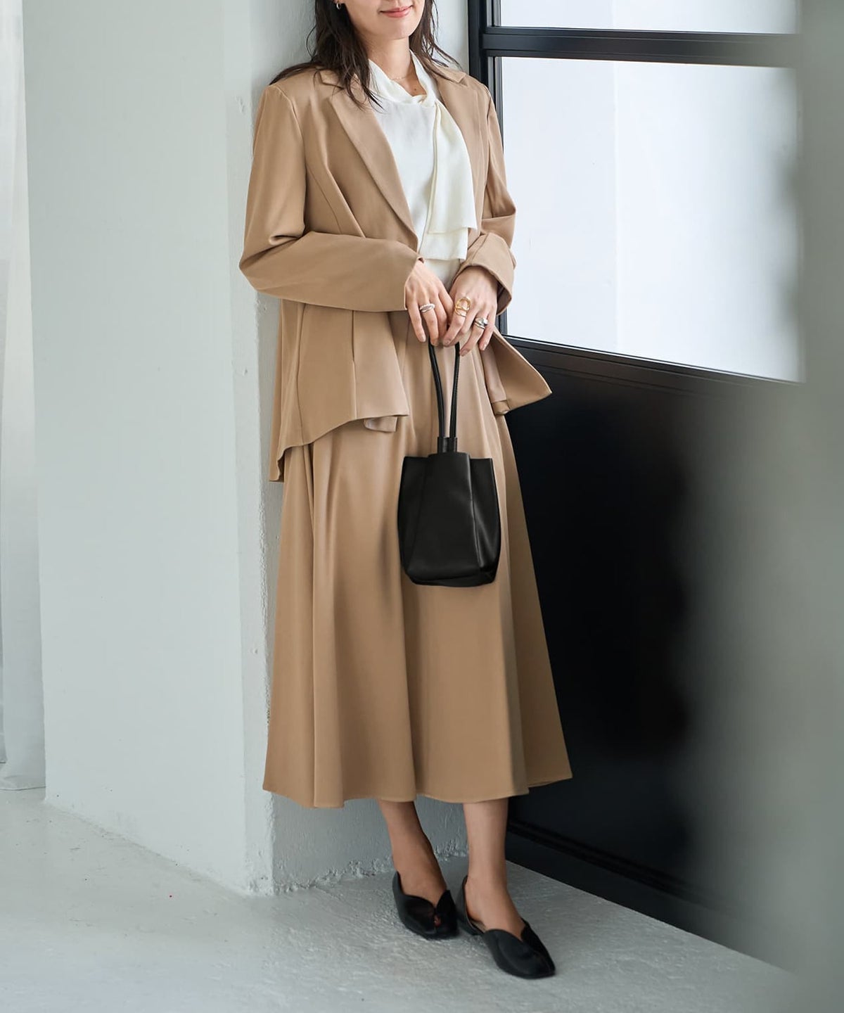 着用イメージ 167cm ベージュ