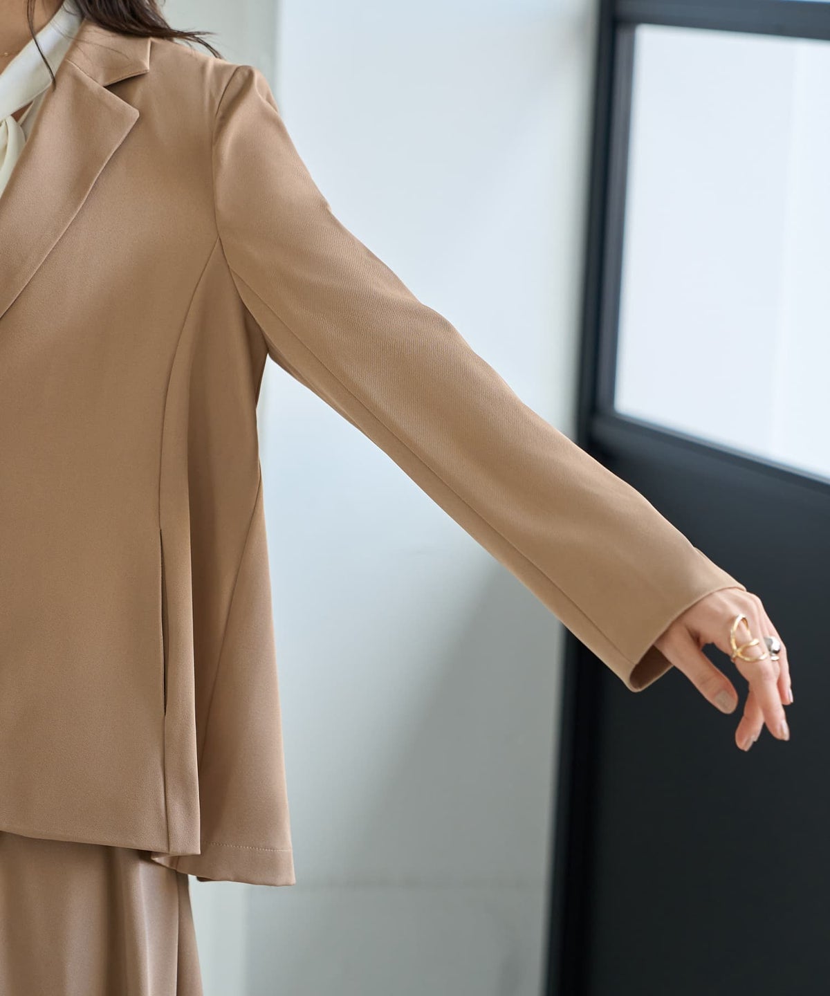 着用イメージ 167cm ベージュ