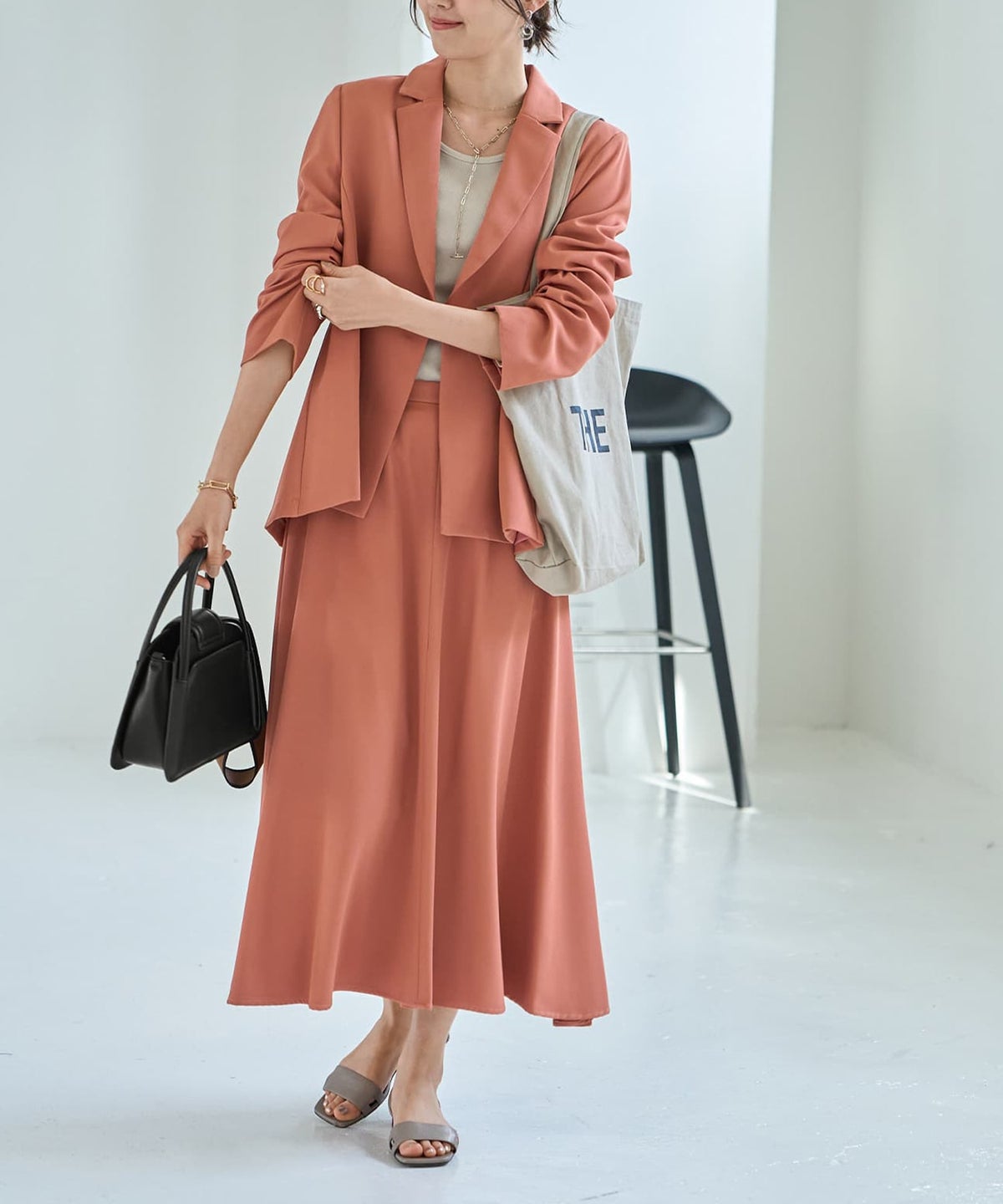 着用イメージ 167cm Sサイズ 82cm丈  ダークピーチ