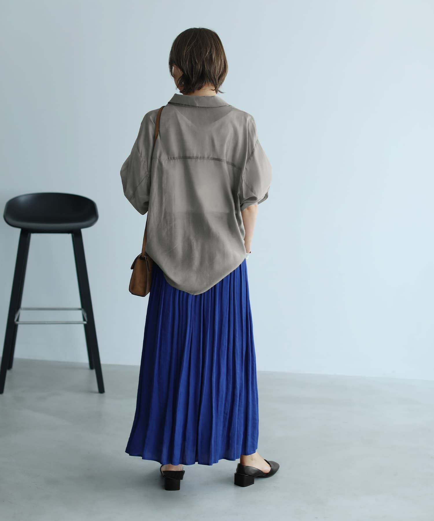 OUTLET】【Made in JAPAN】ヴィンテージサテンギャザーロングスカートC