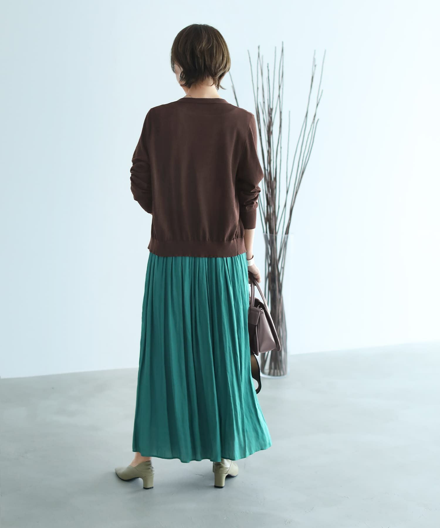 OUTLET】【Made in JAPAN】ヴィンテージサテンギャザーロングスカートC