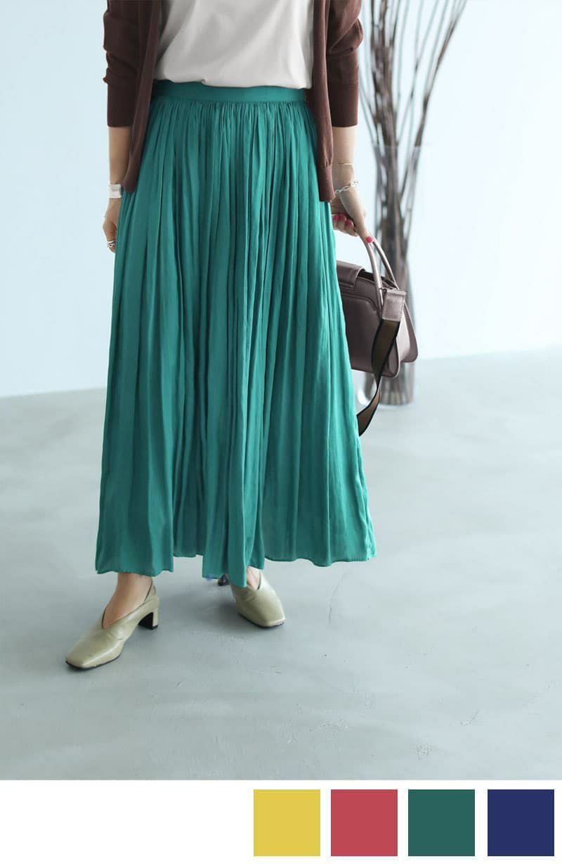 OUTLET】【Made in JAPAN】ヴィンテージサテンギャザーロングスカートC