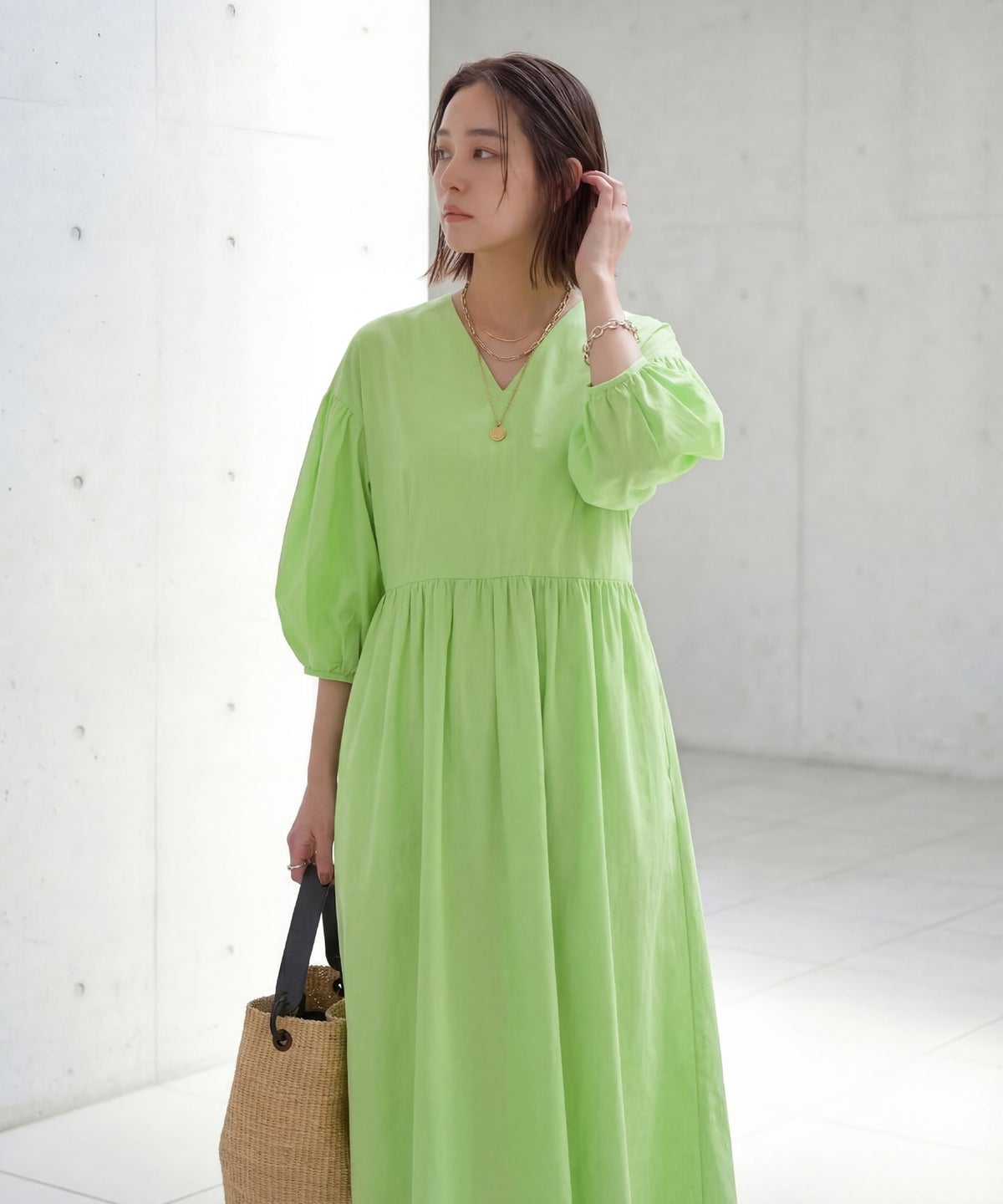 着用イメージ 166cm  ライムイエロー 02 サイズ