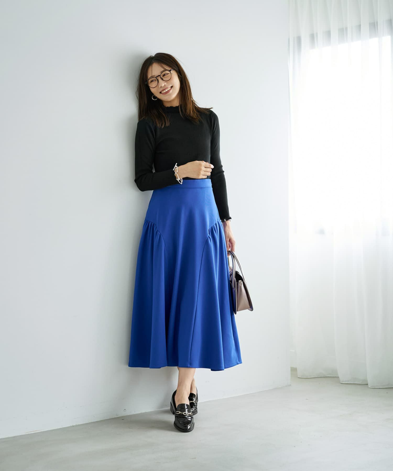 ラウンドギャザーフレアスカート | おしゃれな大人レディース