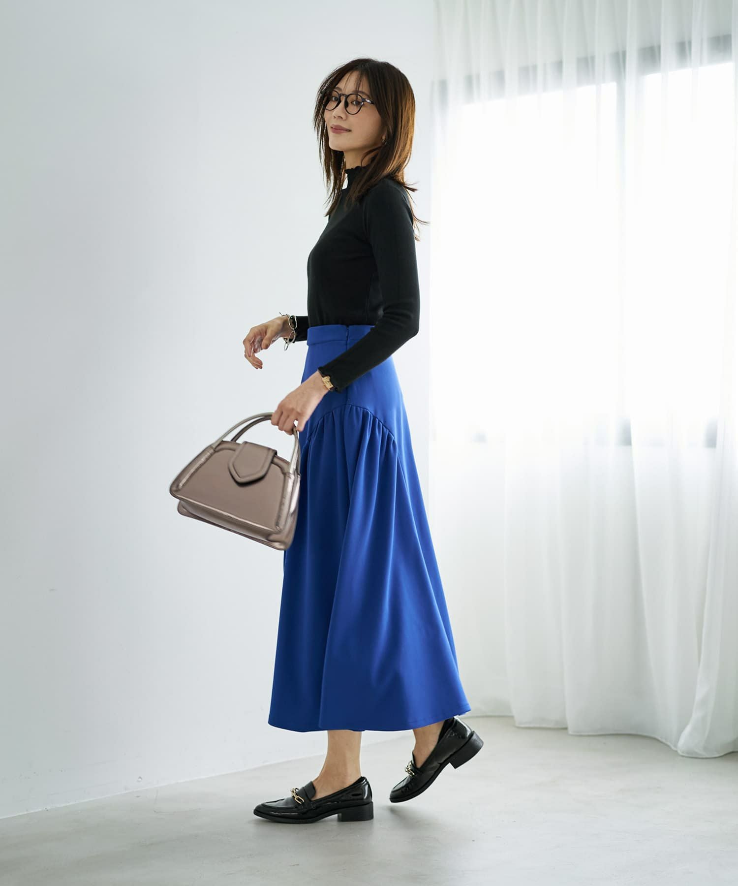 ラウンドギャザーフレアスカート | おしゃれな大人レディース