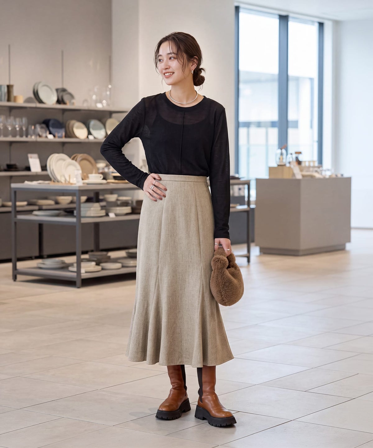 着用イメージ 163cm　ベージュ S
