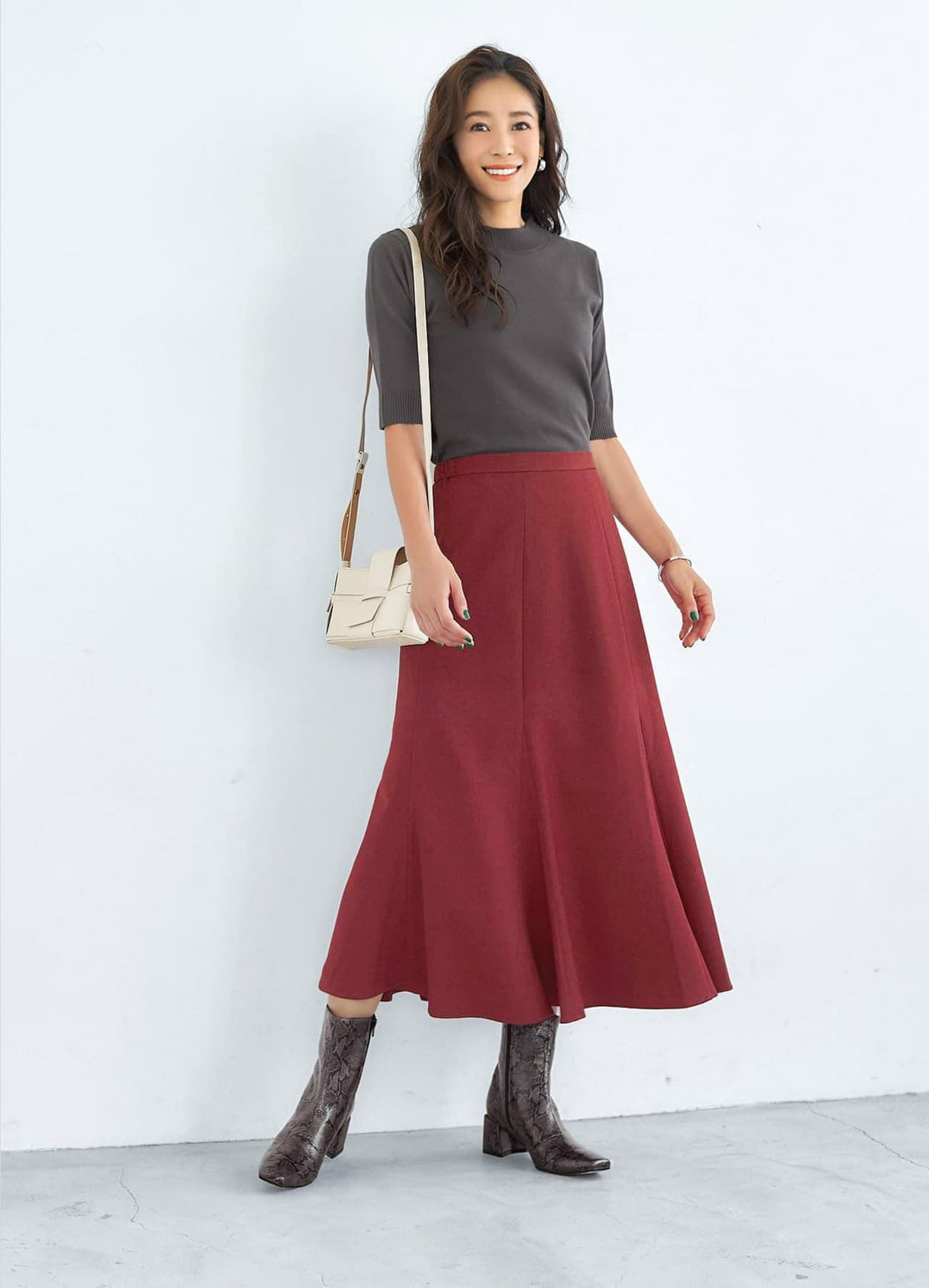 着用イメージ 166cm 着用サイズ S バーガンディー