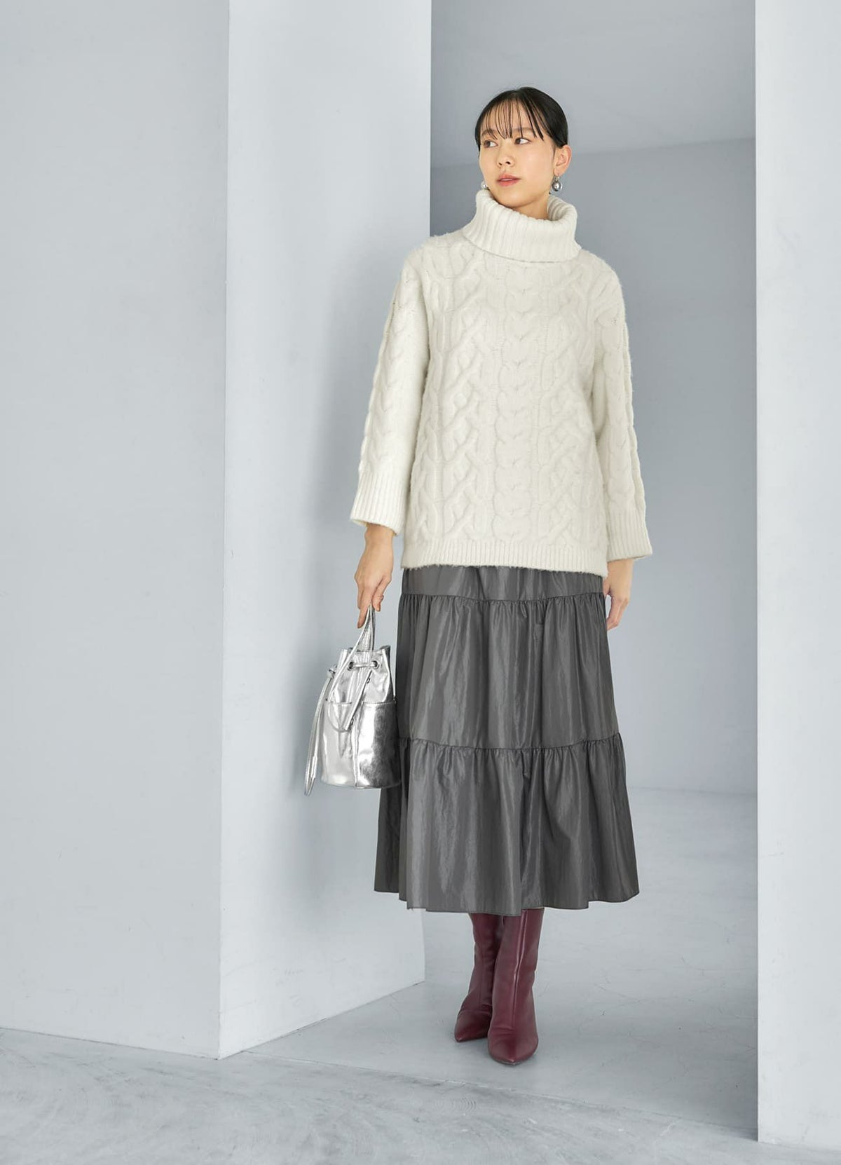 着用イメージ 168cm アイボリー