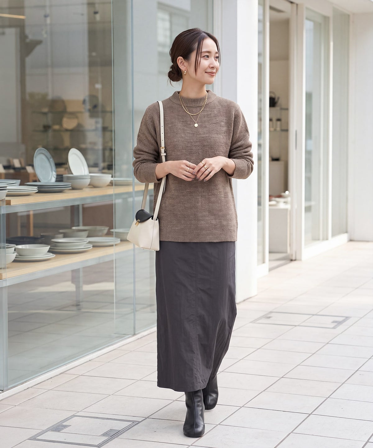 着用イメージ 163cm ブラウンミックス