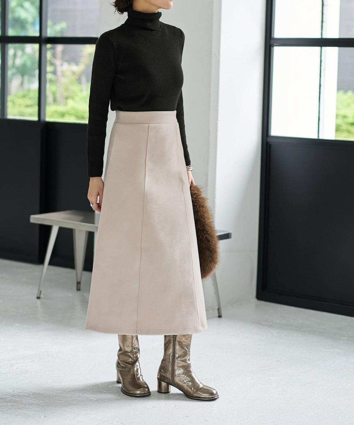 着用イメージ 166cm ライトベージュ Sサイズ