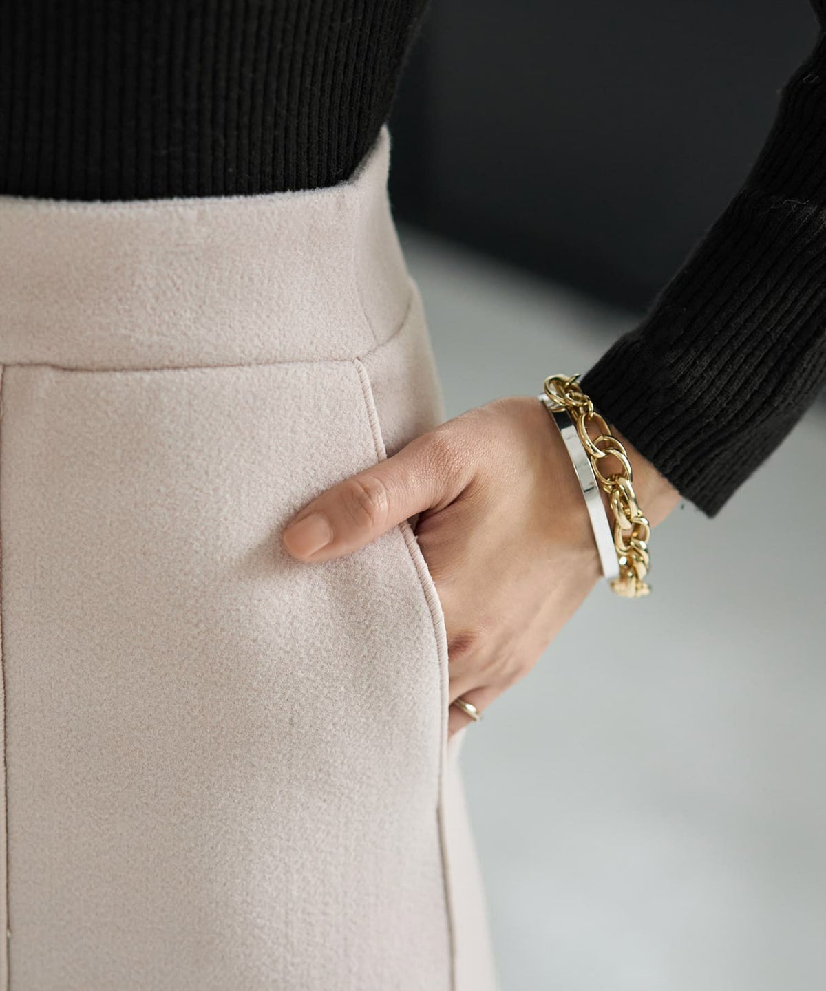 着用イメージ 166cm ライトベージュ Sサイズ