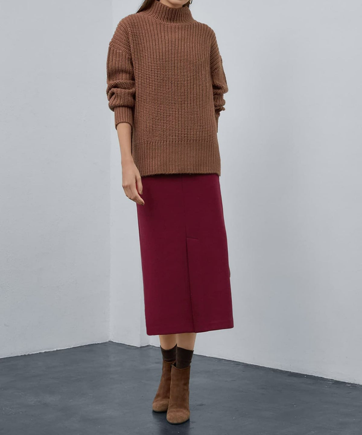 着用イメージ 173cm ダークキャメル