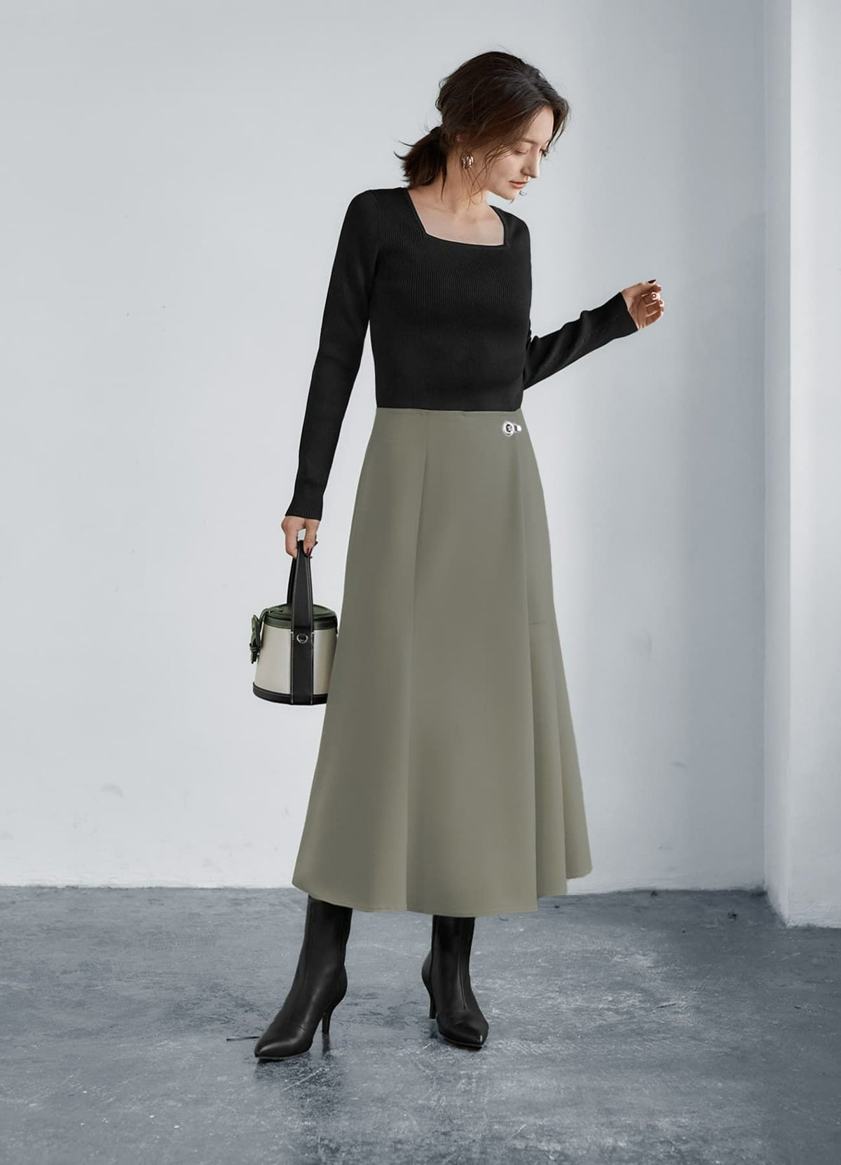 着用イメージ 165cm 着用サイズ 02 オリーブベージュ