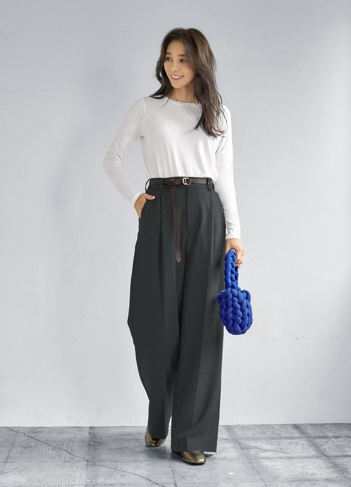 着用イメージ 166cm ダークブラウン