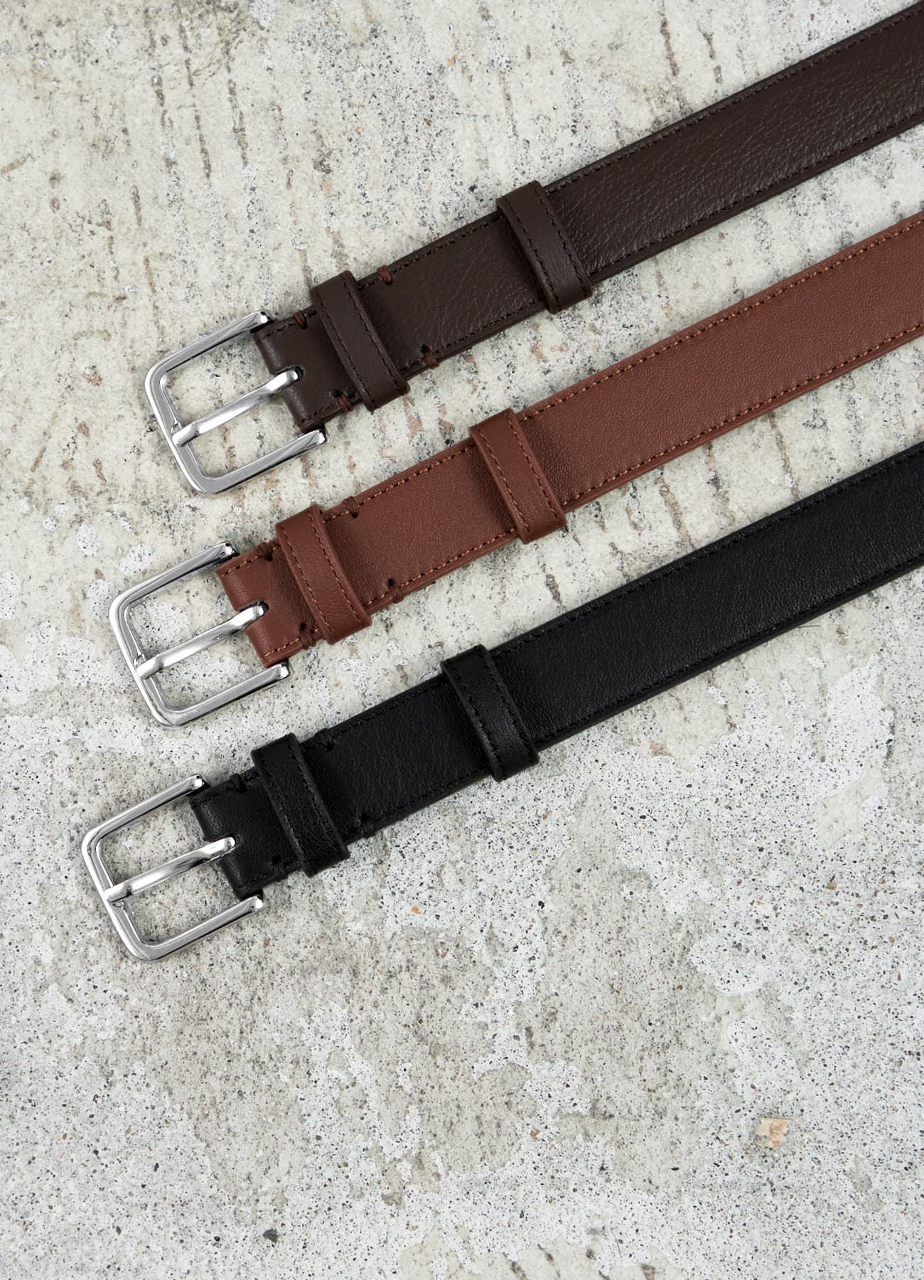 25mmスクエアオフバックルレザーベルト／SV金具 | おしゃれな大人