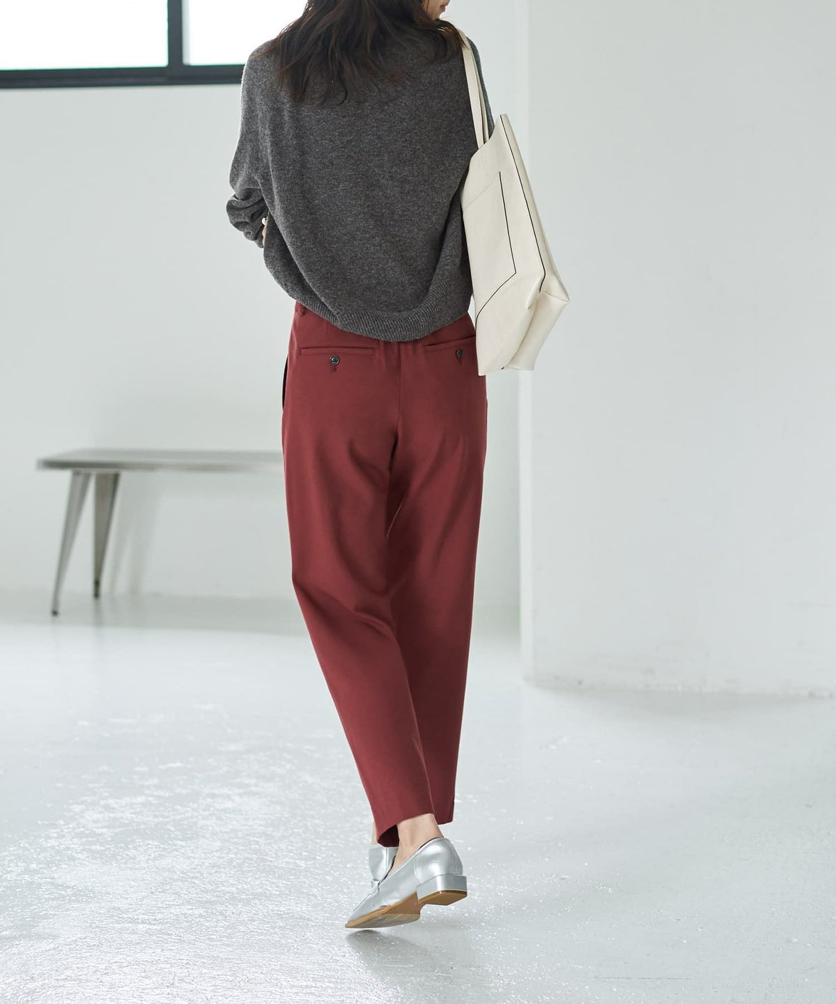 着用イメージ 166cm バーガンディ Sサイズ