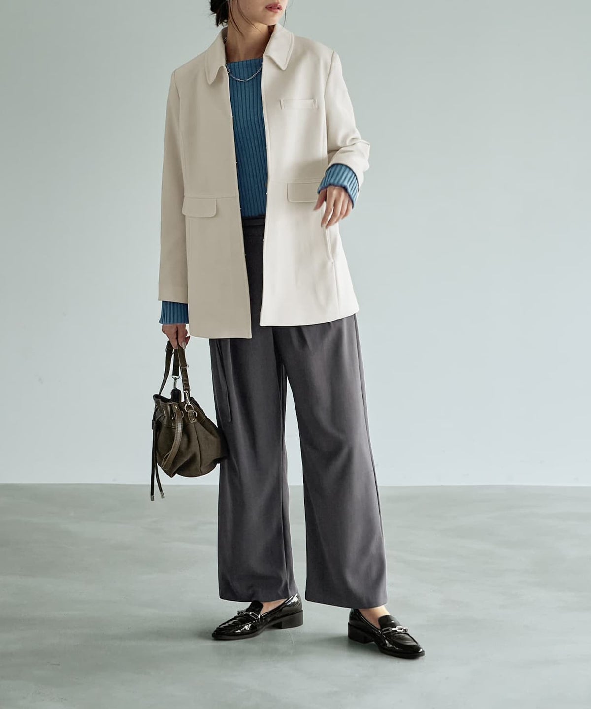 着用イメージ 168cm アイボリー