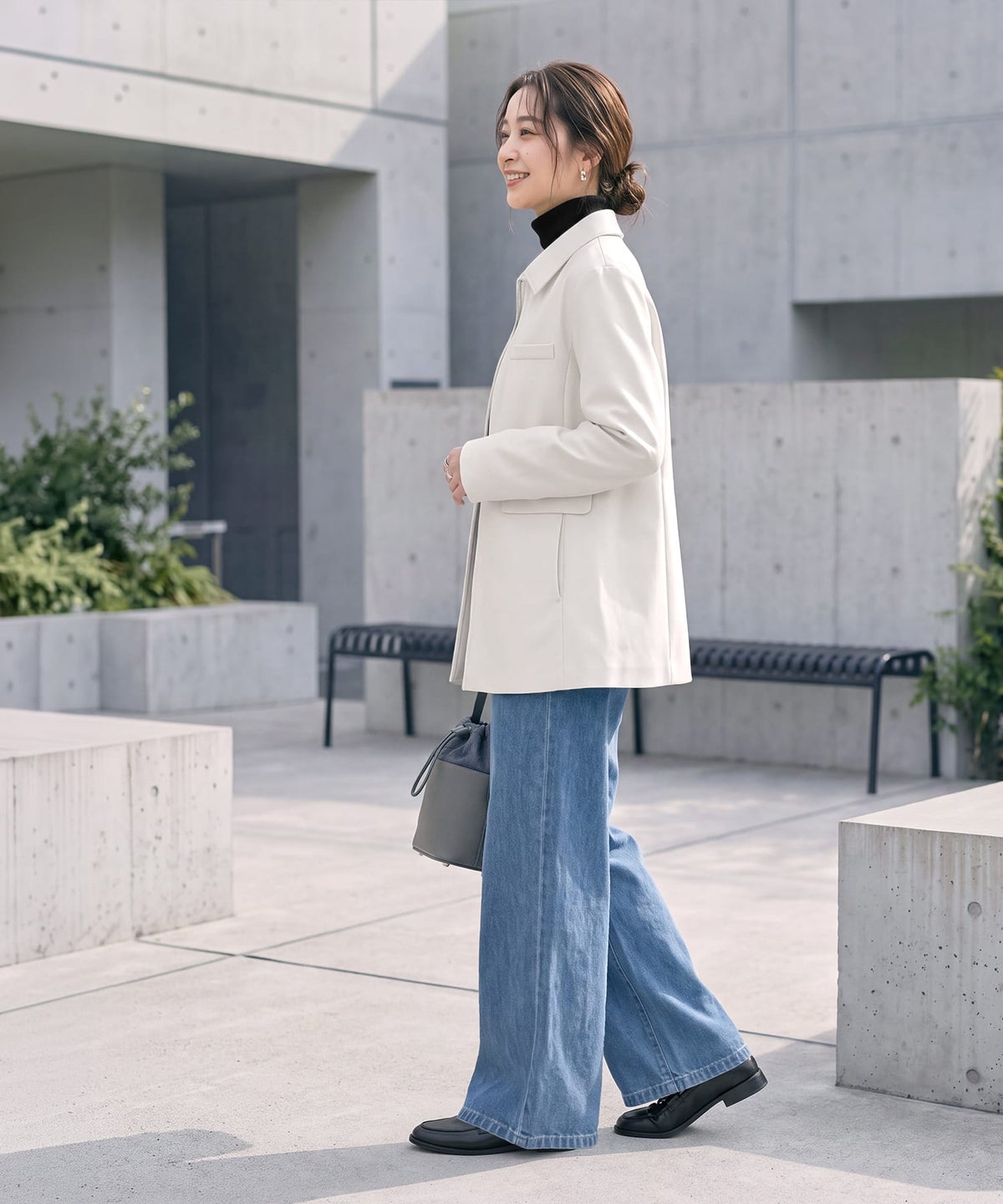 着用イメージ 163cm アイボリー