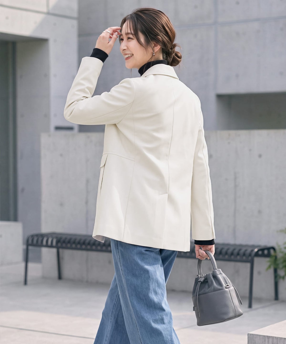 着用イメージ 163cm アイボリー