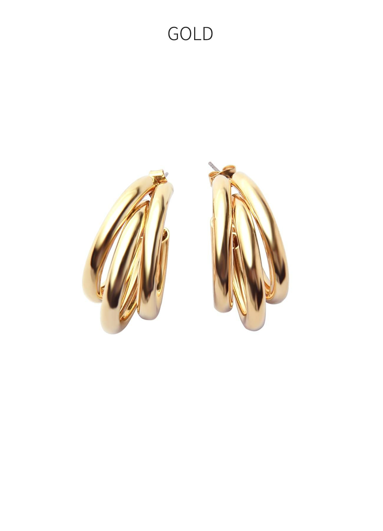 トリプルリングフープピアス | おしゃれな大人レディースファッション