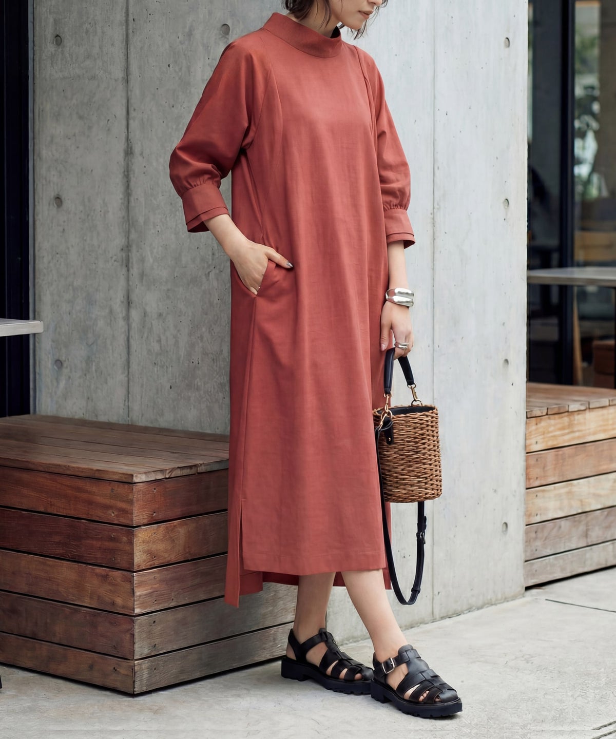 着用イメージ 165cm 着用サイズ 02 ブラッドオレンジ