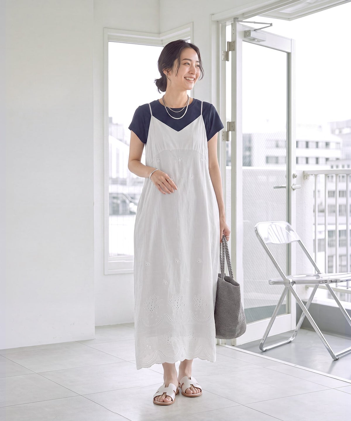 着用イメージ 163cm ホワイト