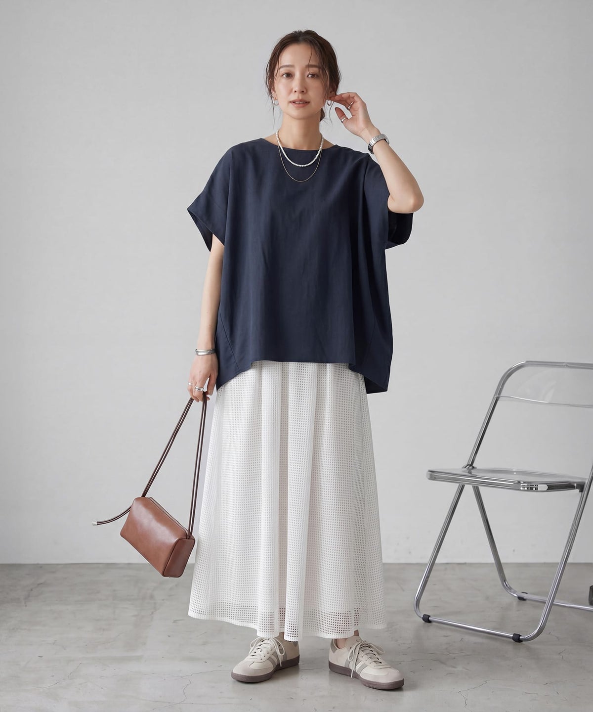 着用イメージ 163cm ネイビー