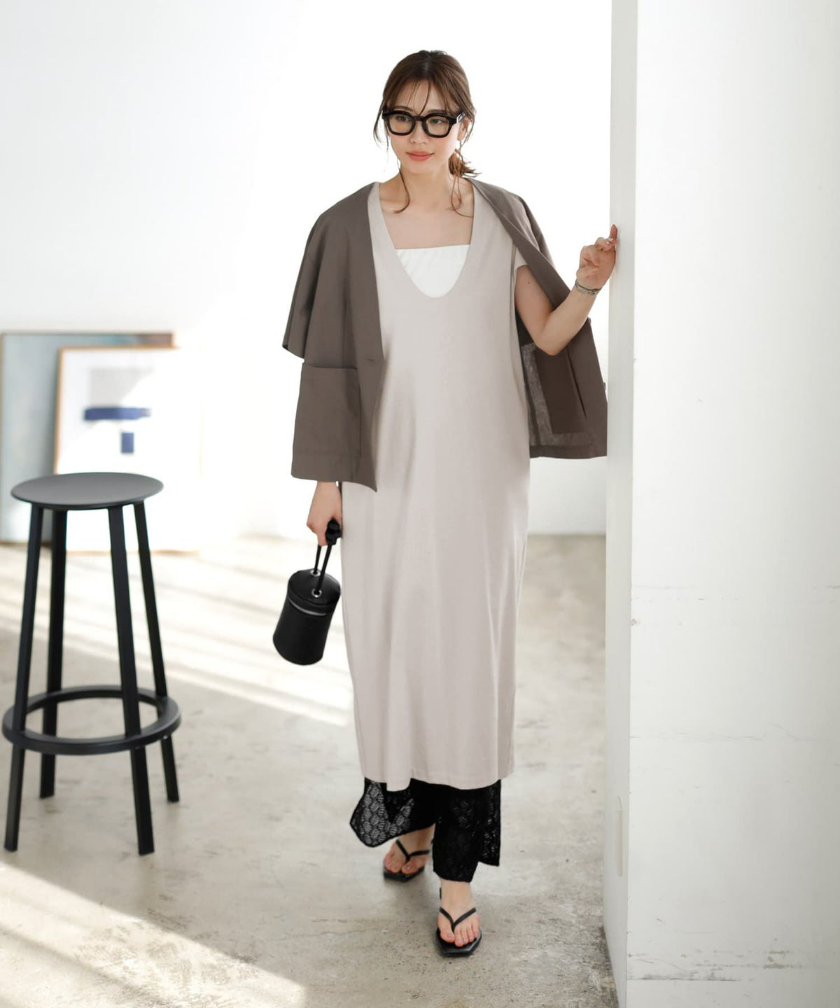 着用イメージ 166cm 着用サイズ 02 グレージュ