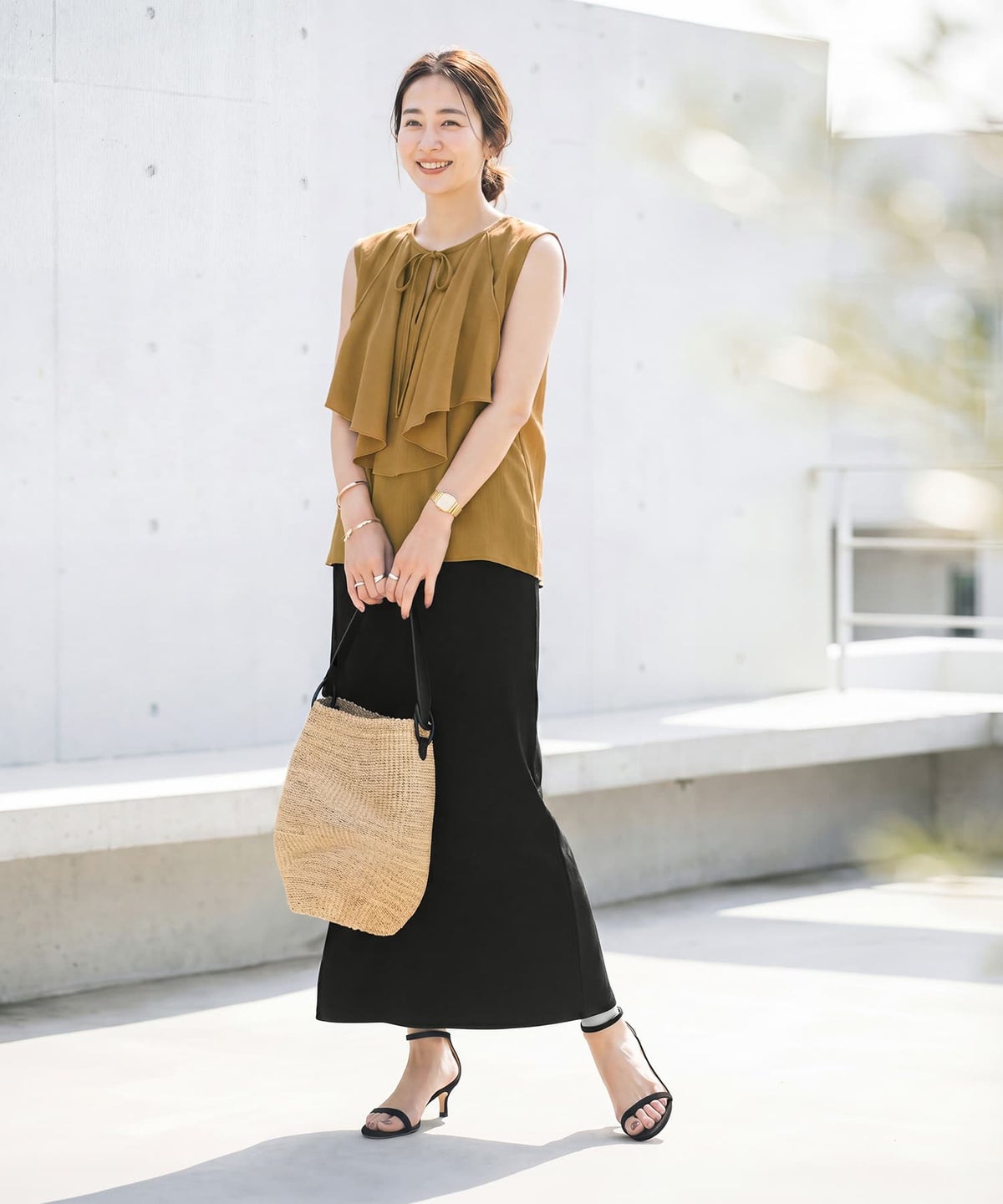 着用イメージ 163cm ダークマスタード