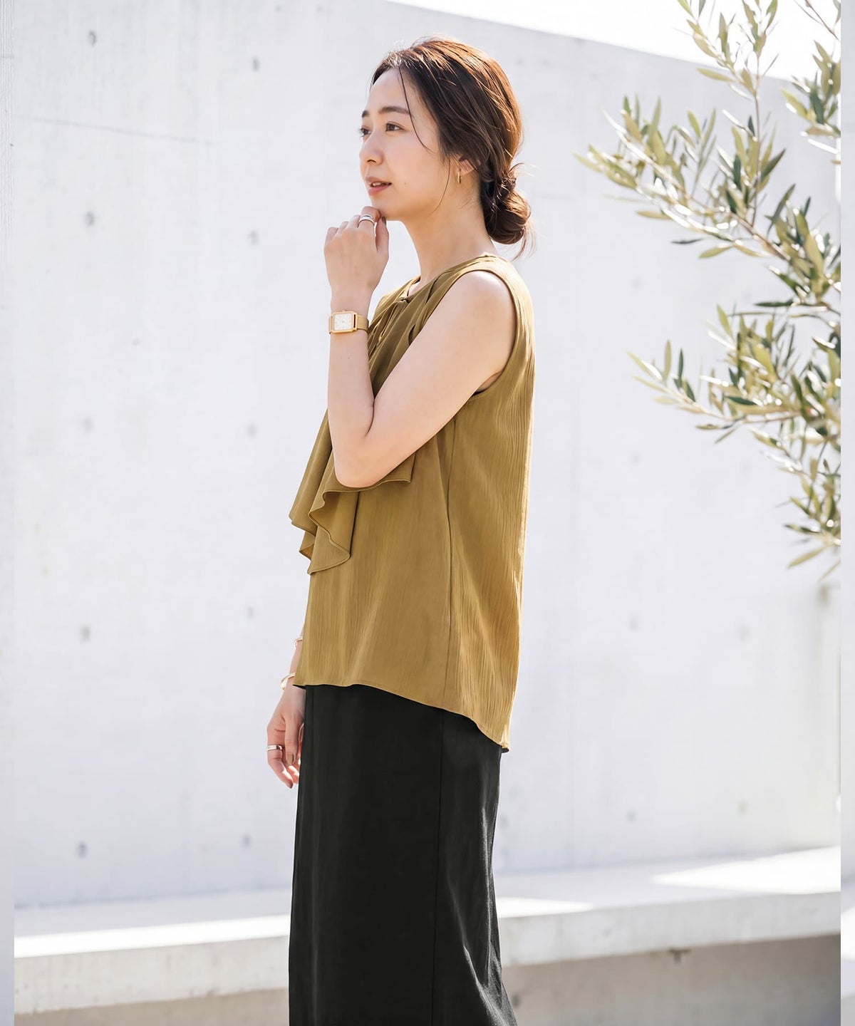 着用イメージ 163cm ダークマスタード