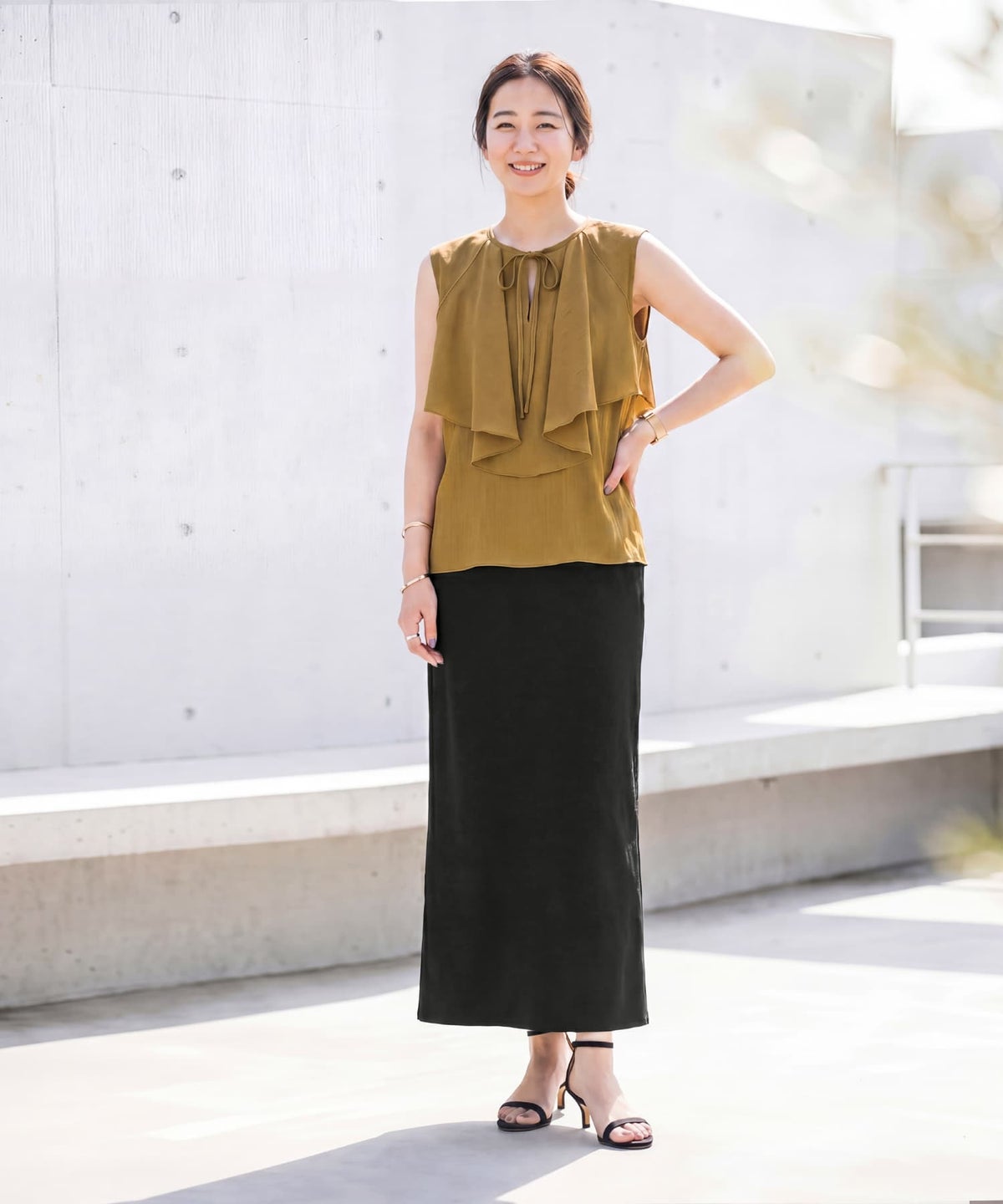 着用イメージ 163cm ダークマスタード