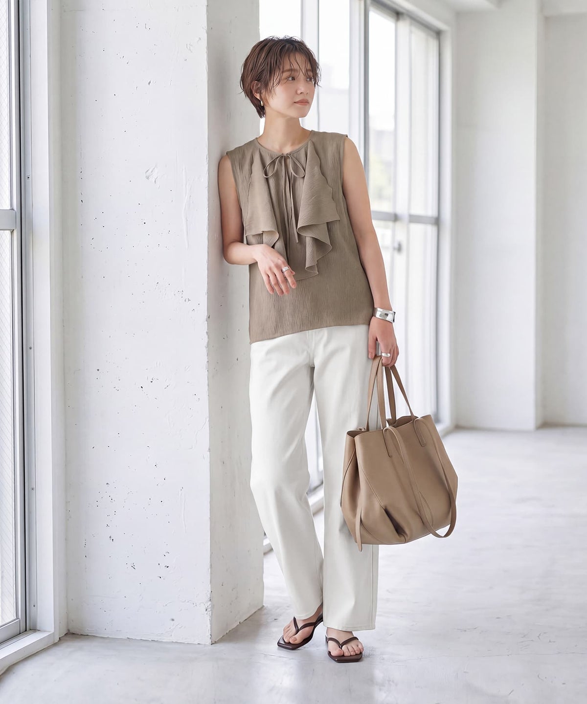 着用イメージ 163cm モカグレー