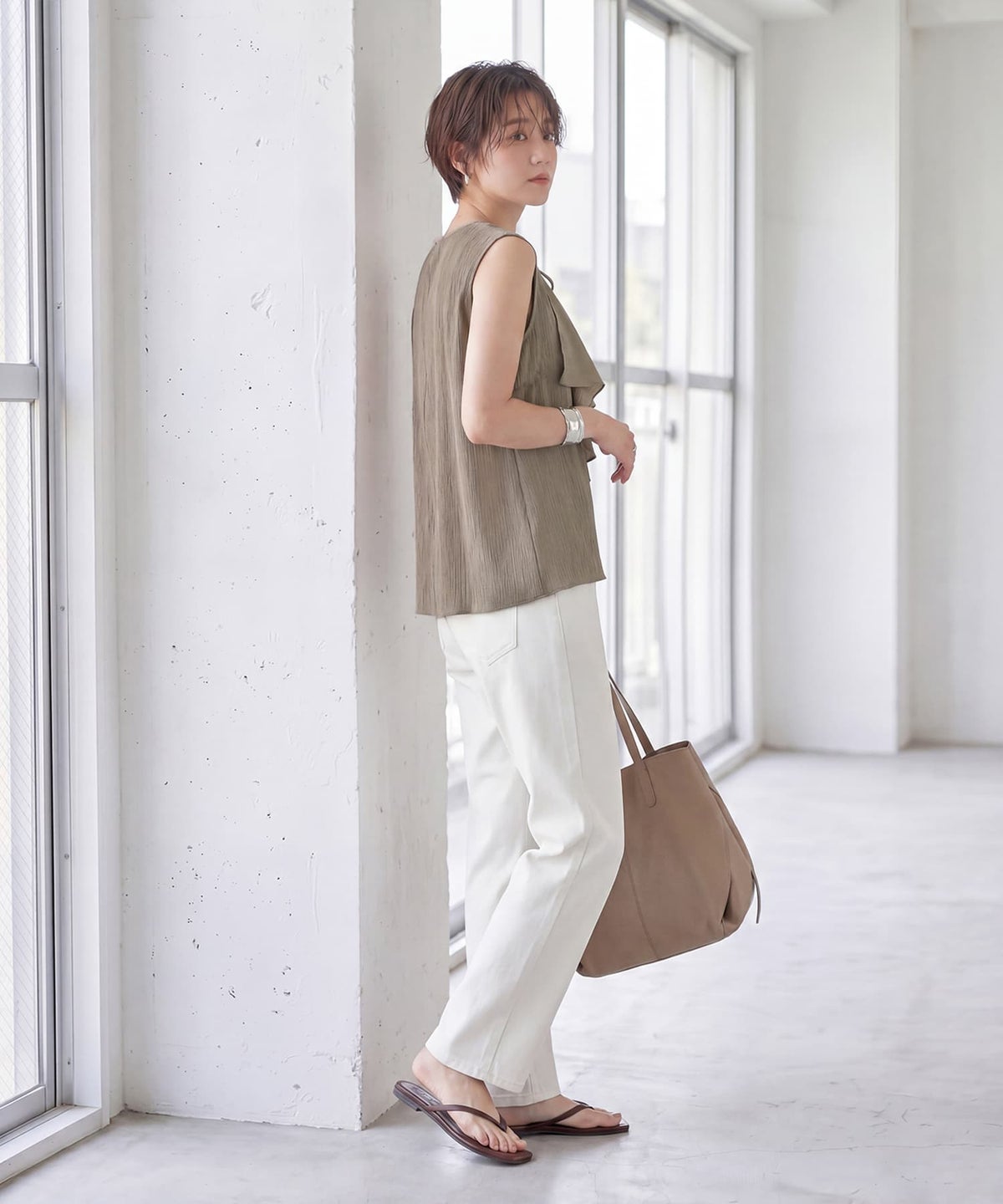 着用イメージ 163cm モカグレー