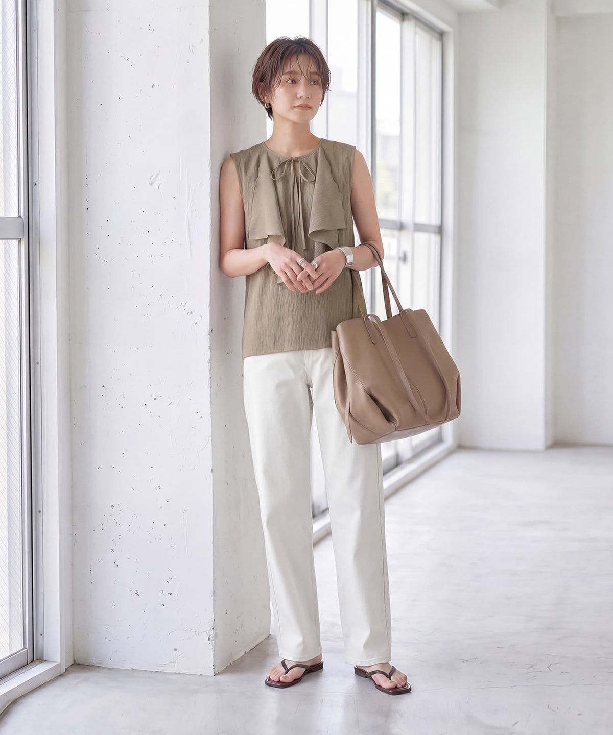 着用イメージ 163cm モカグレー