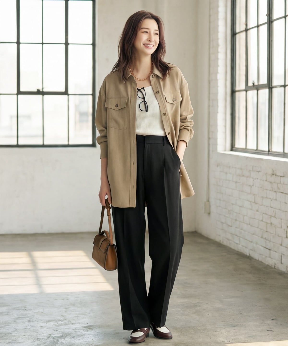 着用イメージ 165cm オリーブベージュ