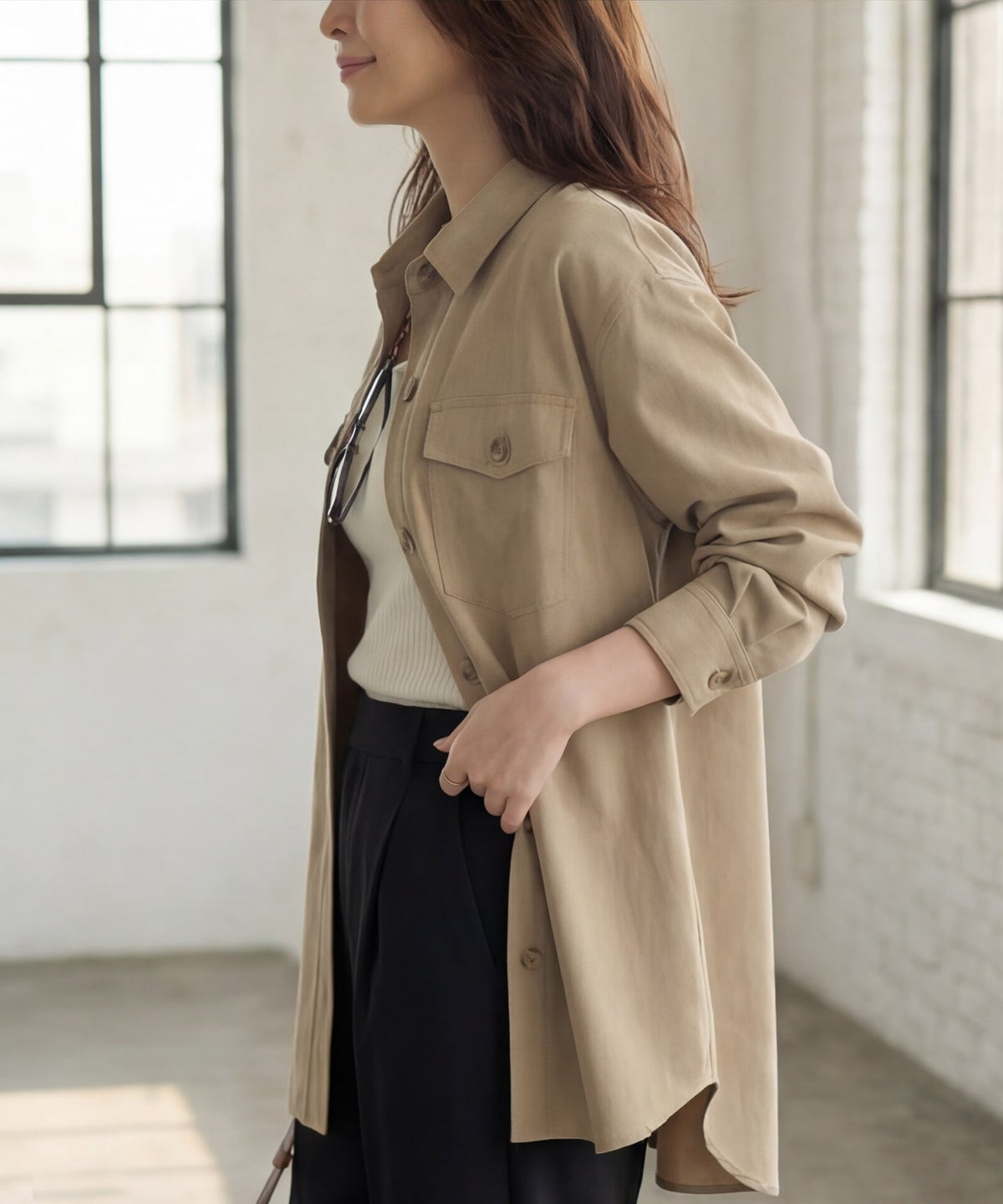 着用イメージ 165cm オリーブベージュ