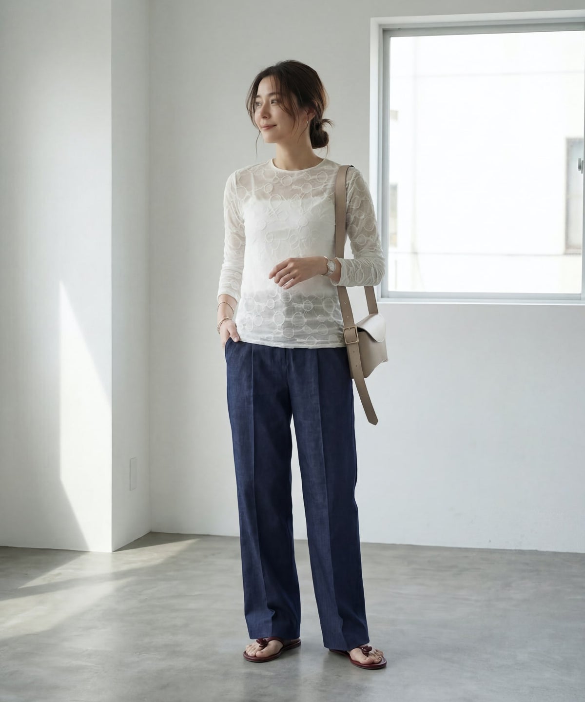 着用イメージ 165cm 着用サイズ S-M アイボリー