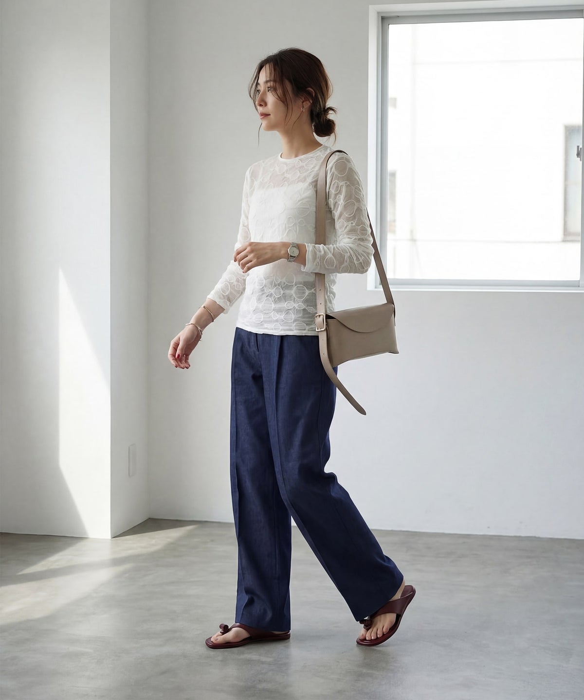 着用イメージ 165cm 着用サイズ S-M アイボリー